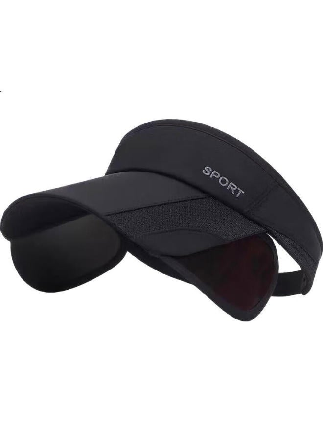 Yaphtes Sun Hat For Men And Women, Summer Visor Running Cap, Outdoor Wide Brim Sun Hat, Adjustable Sun Protection Sports Cap, Black - Image 2