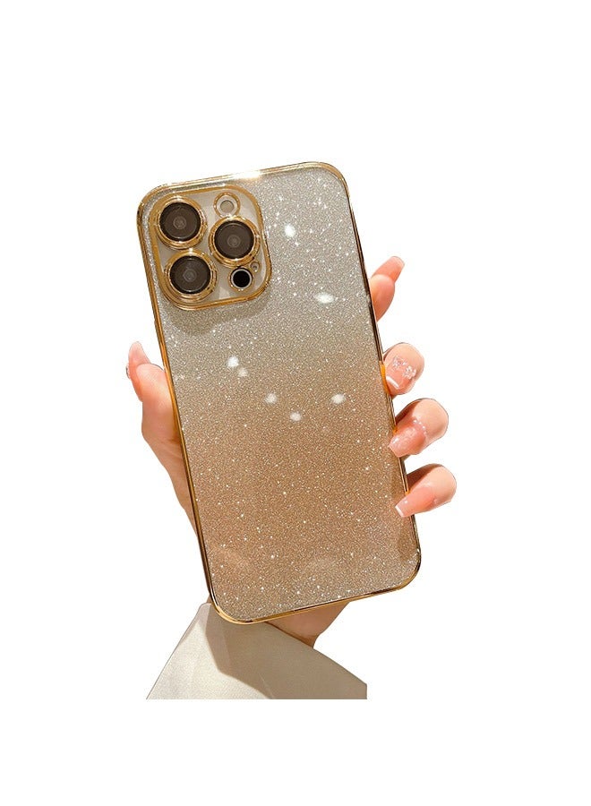 غطاء جراب IPhone 14 Pro Max رفيع للغاية متدرج لامع وشفاف ومقاوم للخدش ومقاوم للسقوط من مادة TPU الناعمة 360 درجة ، متوافق مع IPhone 14 Pro Max (ذهبي) - Image 1