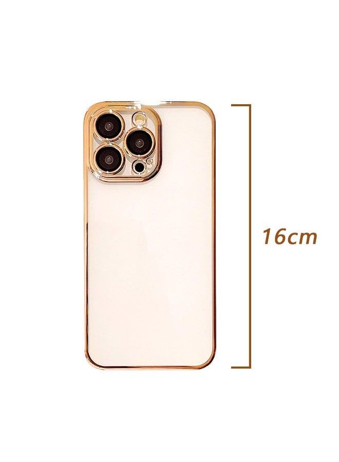 غطاء جراب IPhone 14 Pro Max رفيع للغاية متدرج لامع وشفاف ومقاوم للخدش ومقاوم للسقوط من مادة TPU الناعمة 360 درجة ، متوافق مع IPhone 14 Pro Max (ذهبي) - Image 2