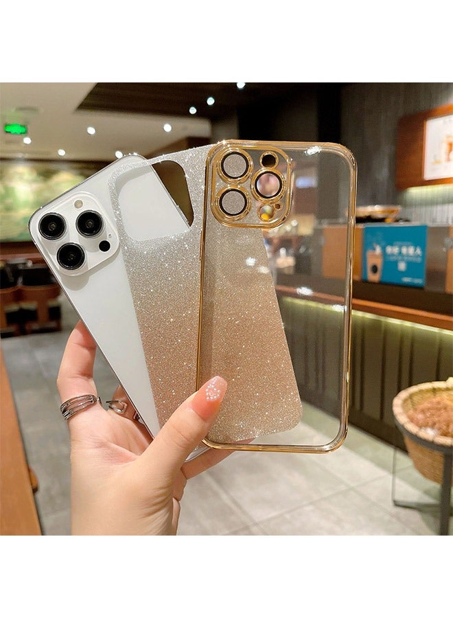 غطاء جراب IPhone 14 Pro Max رفيع للغاية متدرج لامع وشفاف ومقاوم للخدش ومقاوم للسقوط من مادة TPU الناعمة 360 درجة ، متوافق مع IPhone 14 Pro Max (ذهبي) - Image 3