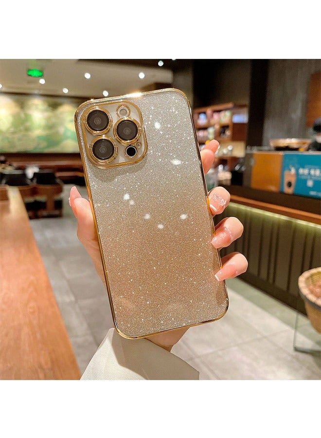 غطاء جراب IPhone 14 Pro Max رفيع للغاية متدرج لامع وشفاف ومقاوم للخدش ومقاوم للسقوط من مادة TPU الناعمة 360 درجة ، متوافق مع IPhone 14 Pro Max (ذهبي) - Image 5
