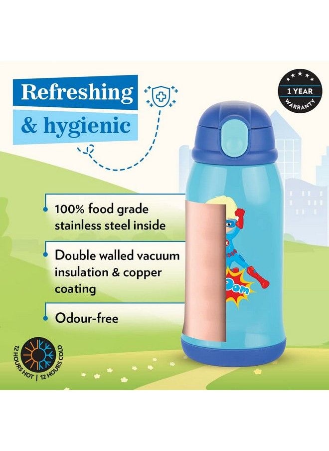 BOROSIL Superhero Stainless Steel Water Bottle For Kids Insulated Double Wall Vacuum Hot & Cold Water Bottle For Children 500 Ml Blue  - Image 5