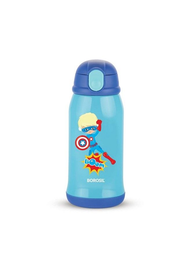 BOROSIL Superhero Stainless Steel Water Bottle For Kids Insulated Double Wall Vacuum Hot & Cold Water Bottle For Children 500 Ml Blue  - Image 3