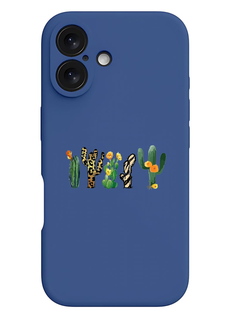 Theodor iPhone 16 Blue Protective Slim Fit Case Liquid Silicone Cover with Full Body Protection Anti-Scratch Shockproof Case For iPhone - cactus - Image 1