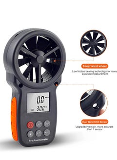 Generic Handheld Anemometer, Digital Wind Speed CFM Meter Gauge Air Flow Velocity Tester for HVAC Shooting Drone, Chill, 14℉-113℉ Temperature  - Image 5