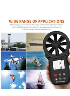 Generic Handheld Anemometer, Digital Wind Speed CFM Meter Gauge Air Flow Velocity Tester for HVAC Shooting Drone, Chill, 14℉-113℉ Temperature  - Image 2