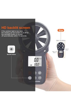 Generic Handheld Anemometer, Digital Wind Speed CFM Meter Gauge Air Flow Velocity Tester for HVAC Shooting Drone, Chill, 14℉-113℉ Temperature  - Image 4