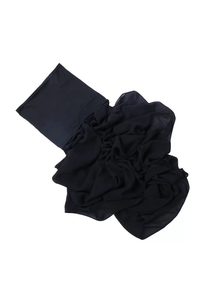 Zeemey Black Double-Layer Women's Scarf Lightweight Transparent Outer Layer Soft Comfortable Inner Layer 70x180cm Elegant Headdress Suitable for Daily Wear Gift - Image 2