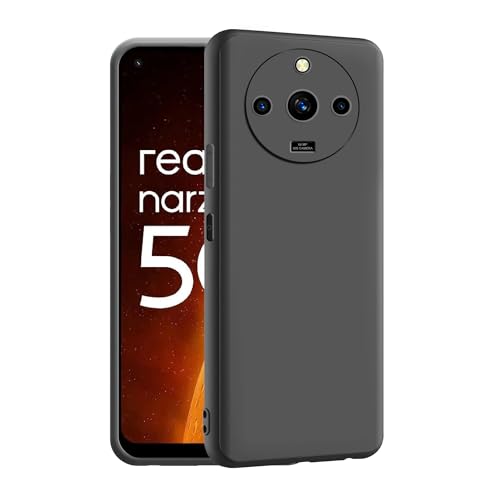 CEDO Back Cover for Realme Narzo 60 (5G) | Camera Bump Protection & Inner Velvet Fabric Lining | Ultra Slim Matte Soft Rubberised Case Cover (Black) - Image 1