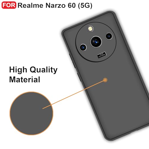 CEDO Back Cover for Realme Narzo 60 (5G) | Camera Bump Protection & Inner Velvet Fabric Lining | Ultra Slim Matte Soft Rubberised Case Cover (Black) - Image 5