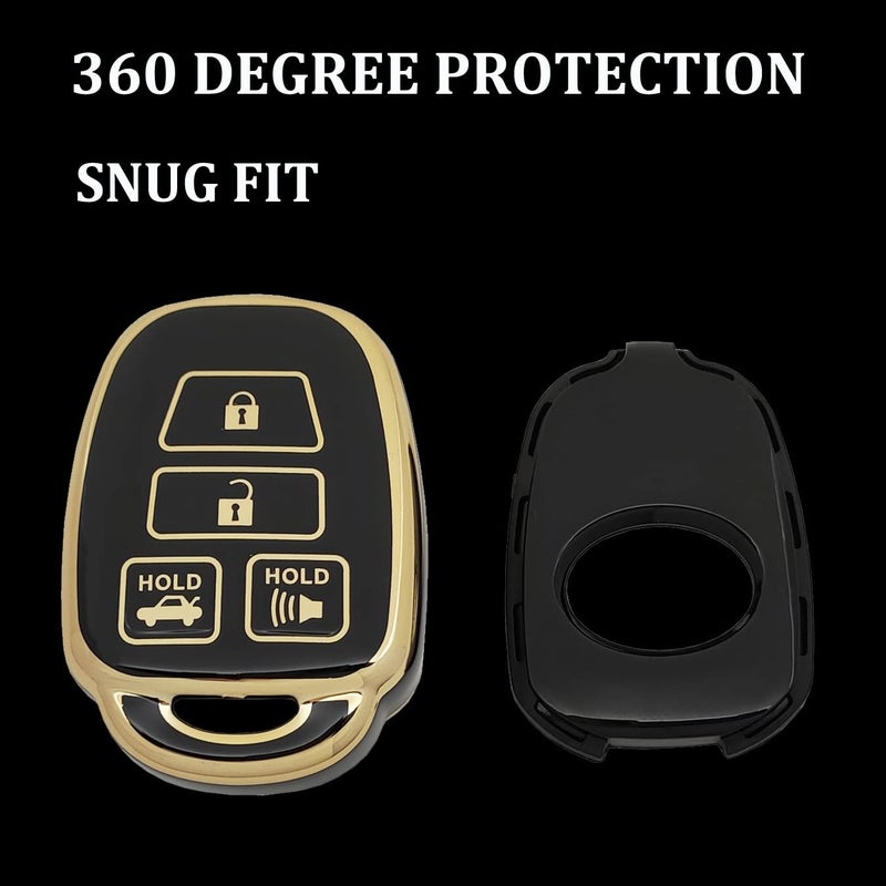 AYGUCEKE TPU Protective Key Fob Cover Case Compatible with Toyota 2012-2017 Camry 2014-2017 Corolla Smart Remote Key Fob (Black) - Image 3