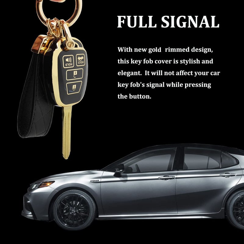 AYGUCEKE TPU Protective Key Fob Cover Case Compatible with Toyota 2012-2017 Camry 2014-2017 Corolla Smart Remote Key Fob (Black) - Image 4