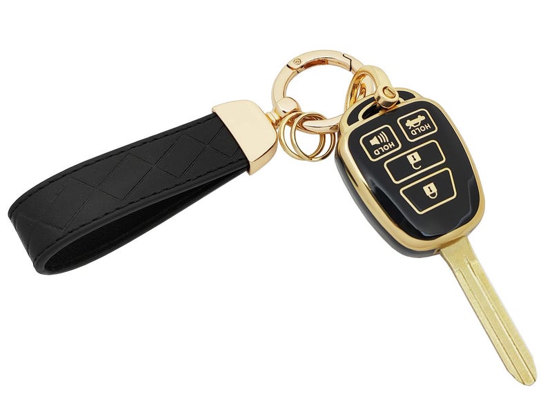 AYGUCEKE TPU Protective Key Fob Cover Case Compatible with Toyota 2012-2017 Camry 2014-2017 Corolla Smart Remote Key Fob (Black) - Image 5