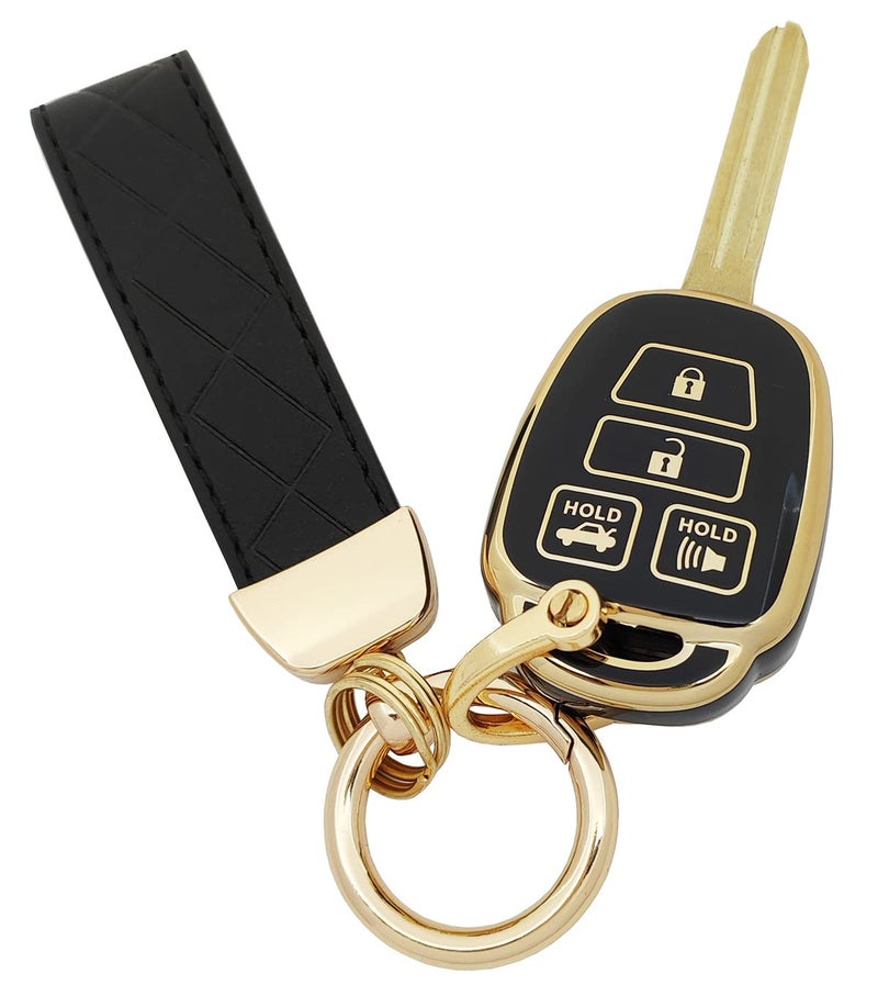 AYGUCEKE TPU Protective Key Fob Cover Case Compatible with Toyota 2012-2017 Camry 2014-2017 Corolla Smart Remote Key Fob (Black) - Image 1