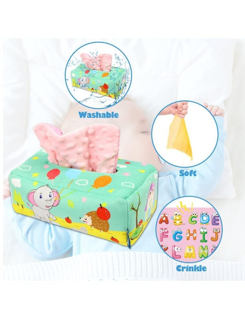 KASTWAVE Baby Tissue Box Toy, Montessori Intellectual Sensory Soothing Toys Baby Magic Tissue Box for 1-Year-Old Boys Girls Kids Early Learning Toys Baby Gifts - Image 3