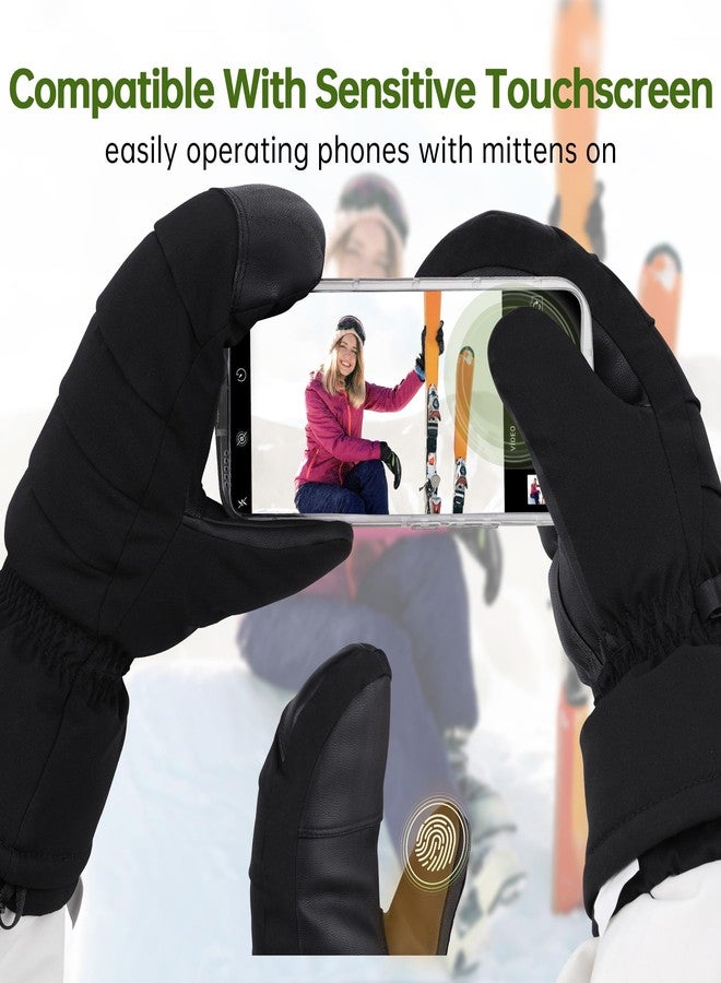 EXski Women Ski Mittens Waterproof Warm Touchscreen Snow Mitts for Extreme Cold Weather Snowboarding Skiing - Image 4