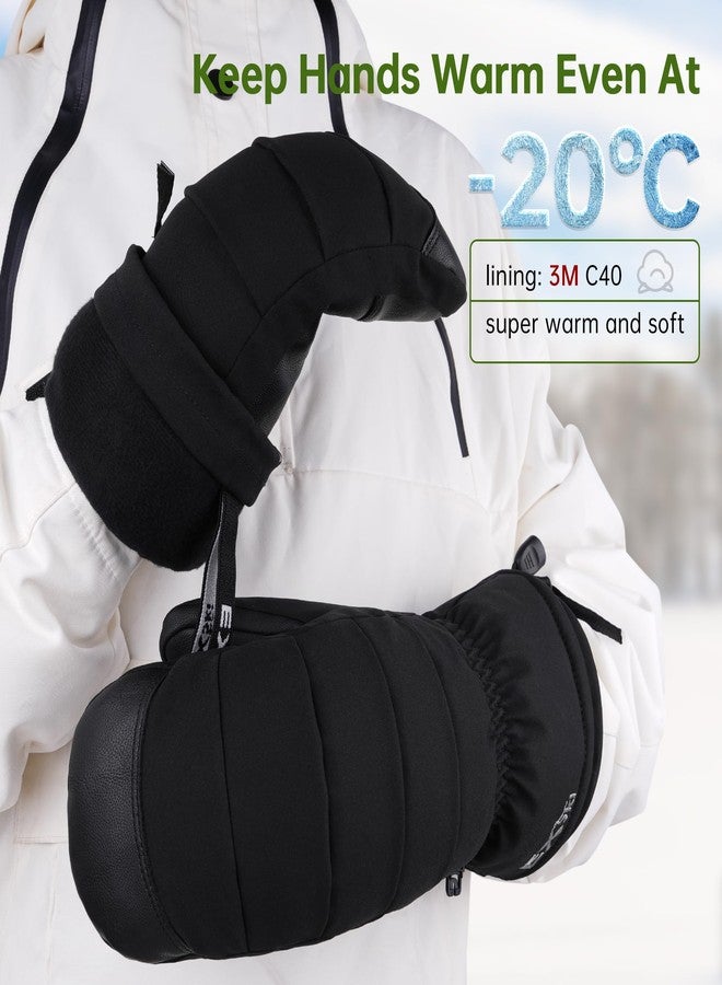 EXski Women Ski Mittens Waterproof Warm Touchscreen Snow Mitts for Extreme Cold Weather Snowboarding Skiing - Image 3