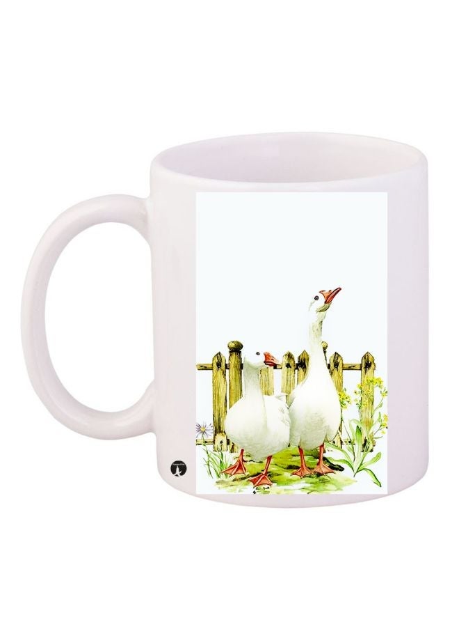 RYN Ducks Printed Coffee Mug 325ml White/Green/Yellow 11ounce