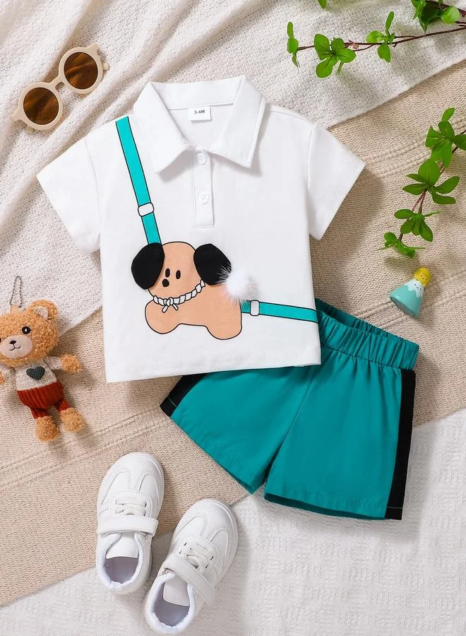تايك تو Boys Graphic Polo T-Shirt and Shorts Set