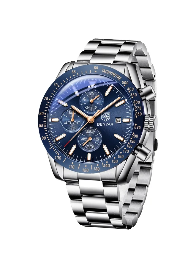 BENYAR BY BENYAR Mens Watches Analog Quartz Chronograph Waterproof Watch for Men Business Work Sport Casual Classic Stainless Steel Dress Men's Wrist Watches Elegant Gifts for Men
