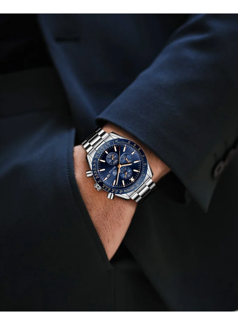 BENYAR BY BENYAR Mens Watches Analog Quartz Chronograph Waterproof Watch for Men Business Work Sport Casual Classic Stainless Steel Dress Men's Wrist Watches Elegant Gifts for Men