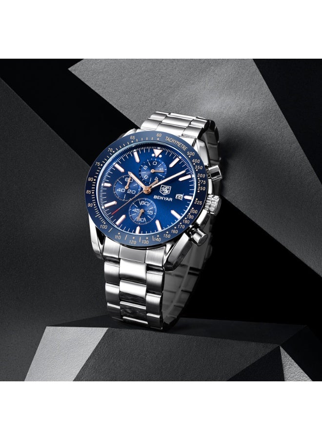 BENYAR BY BENYAR Mens Watches Analog Quartz Chronograph Waterproof Watch for Men Business Work Sport Casual Classic Stainless Steel Dress Men's Wrist Watches Elegant Gifts for Men - Image 5
