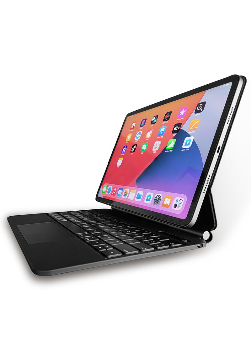BT Magnetic Suction Touch Control Keyboard with Protective Shell Compatible with iPad Pro 12.9'' with Backlight Black - Image 1
