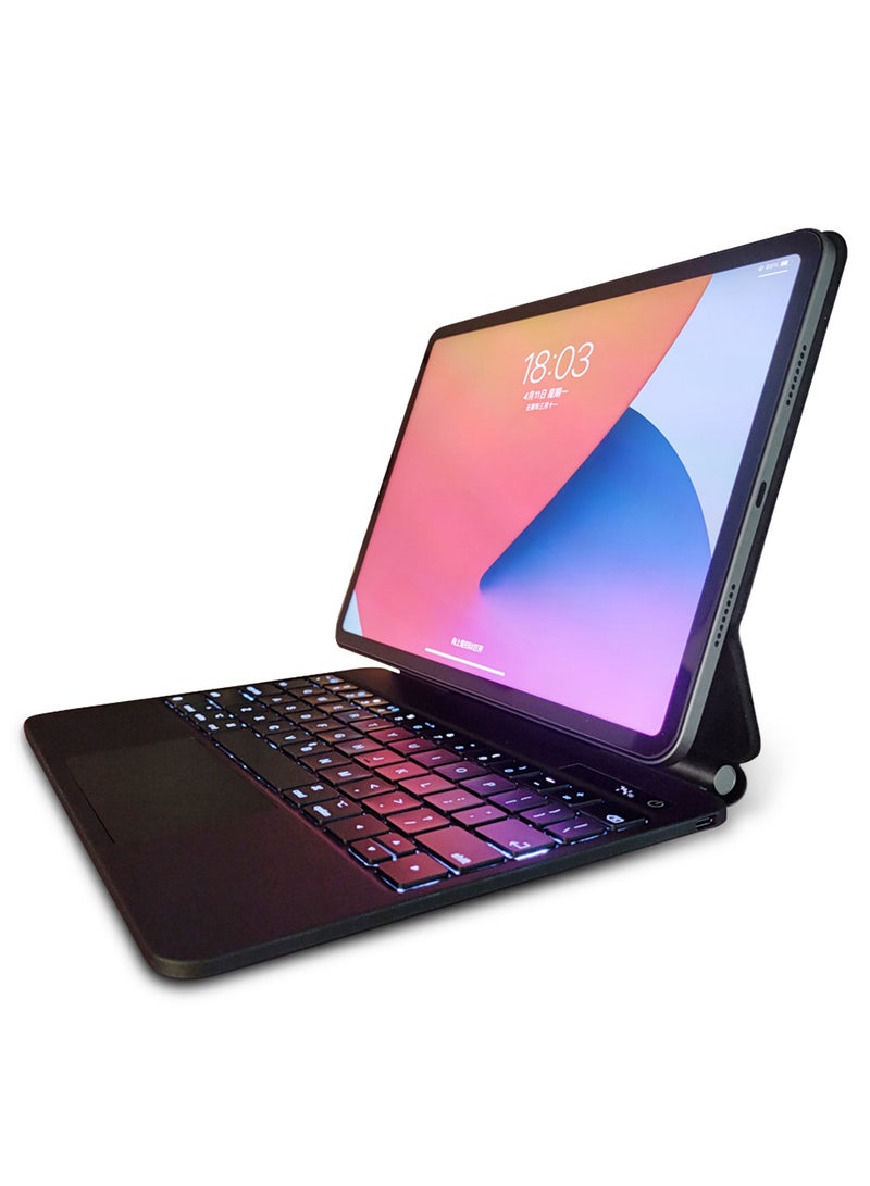 BT Magnetic Suction Touch Control Keyboard with Protective Shell Compatible with iPad Pro 12.9'' with Backlight Black - Image 3