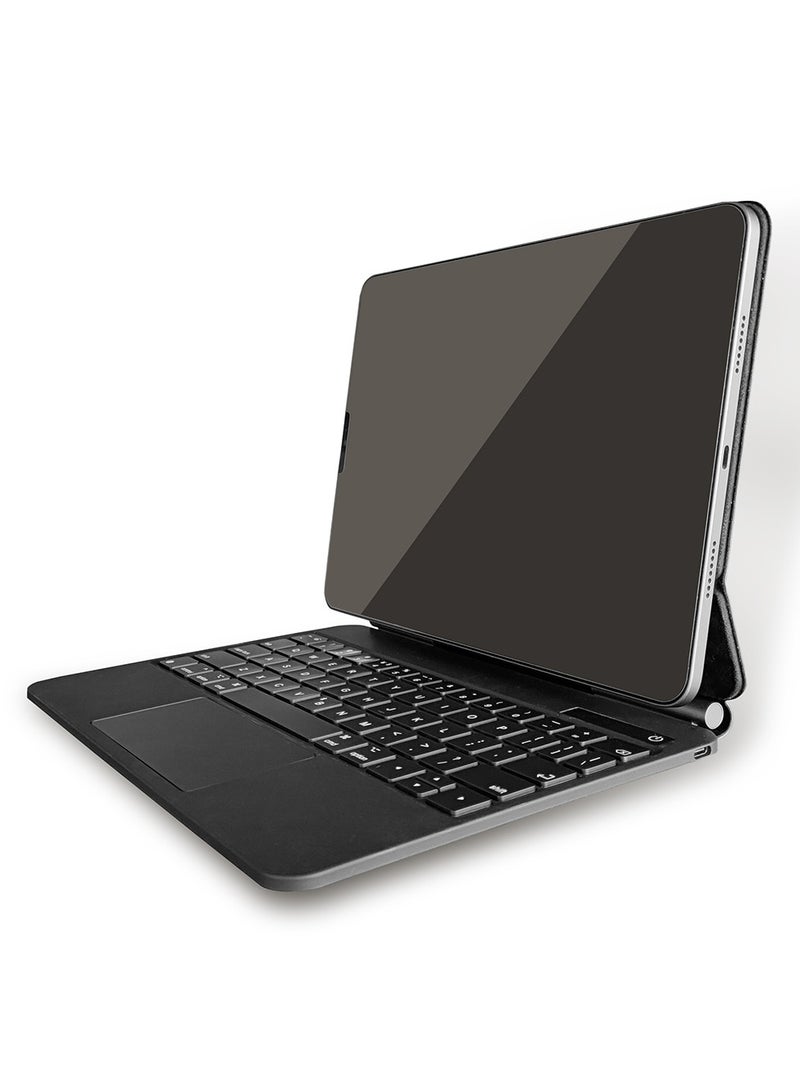 BT Magnetic Suction Touch Control Keyboard with Protective Shell Compatible with iPad Pro 12.9'' with Backlight Black - Image 4