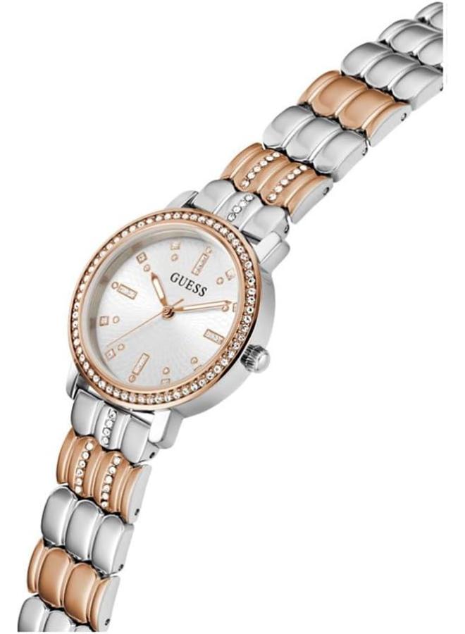 Guess Women's 30mm Watch - Two-Tone Bracelet White Dial Two-Tone Case - Image 4