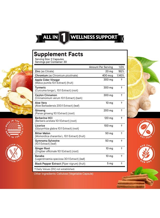 New Age Ceylon Cinnamon, Turmeric, Apple Cider Vinegar, Ginseng, Aloe Vera, Berberine Plus Banaba, Ginger Root - 60 Count - Image 5