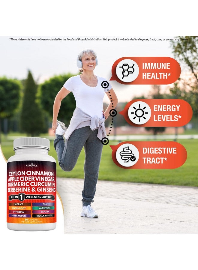 New Age Ceylon Cinnamon, Turmeric, Apple Cider Vinegar, Ginseng, Aloe Vera, Berberine Plus Banaba, Ginger Root - 60 Count - Image 2