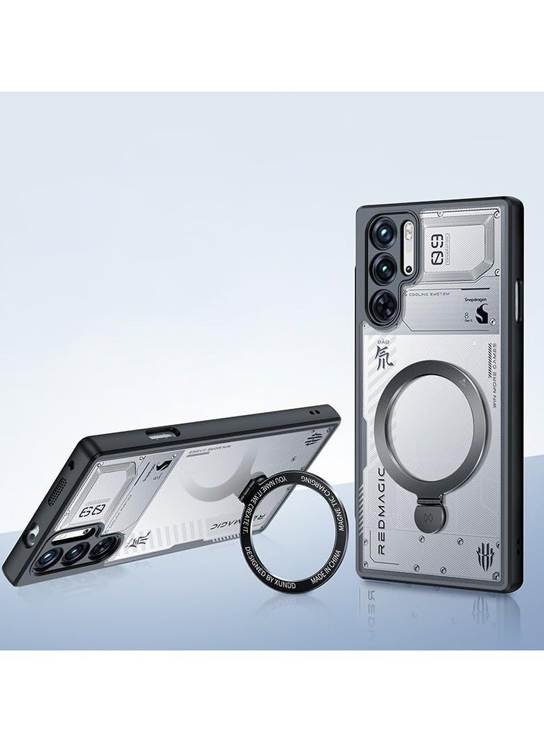 general Case Compatible with ZTE Nubia Red Magic 9 Pro Magnetic Holder Case, Acrylic and TPU Back Transparent Cover Camera Protection Case - Image 1