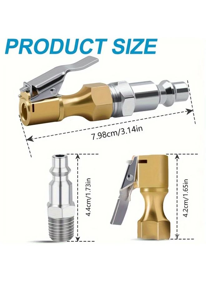Heavy Duty Lock On Tire Inflator Chuck Quick Connect US Standard Copper Non Electric - Image 2