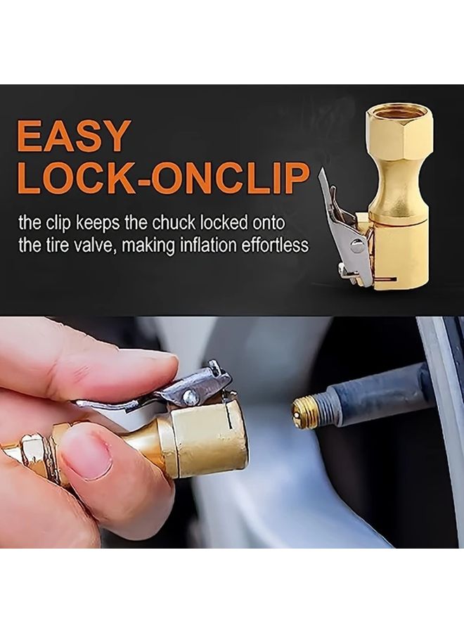 Heavy Duty Lock On Tire Inflator Chuck Quick Connect US Standard Copper Non Electric - Image 3