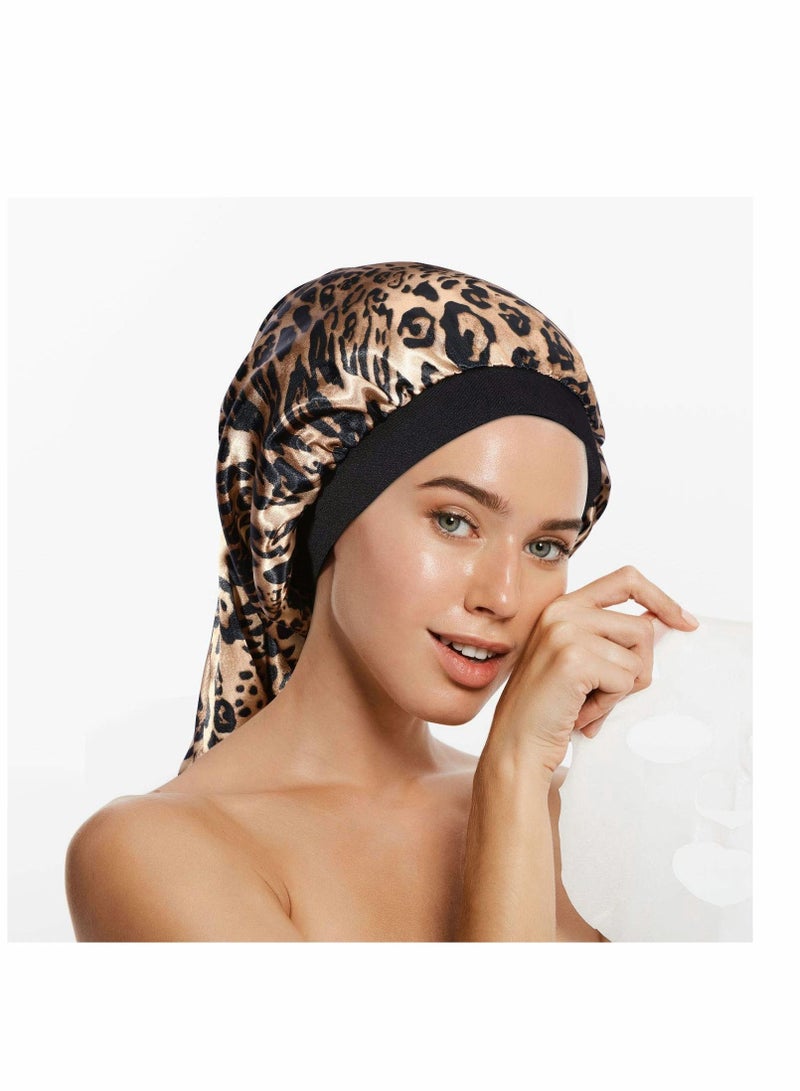 NIBEMINENT 3 Pack Long Satin Bonnet Sleep Cap, Soft Elastic Band Loose Cap Bonnets for Hair, Braids, Dreadlocks, Curly Hair - Image 5
