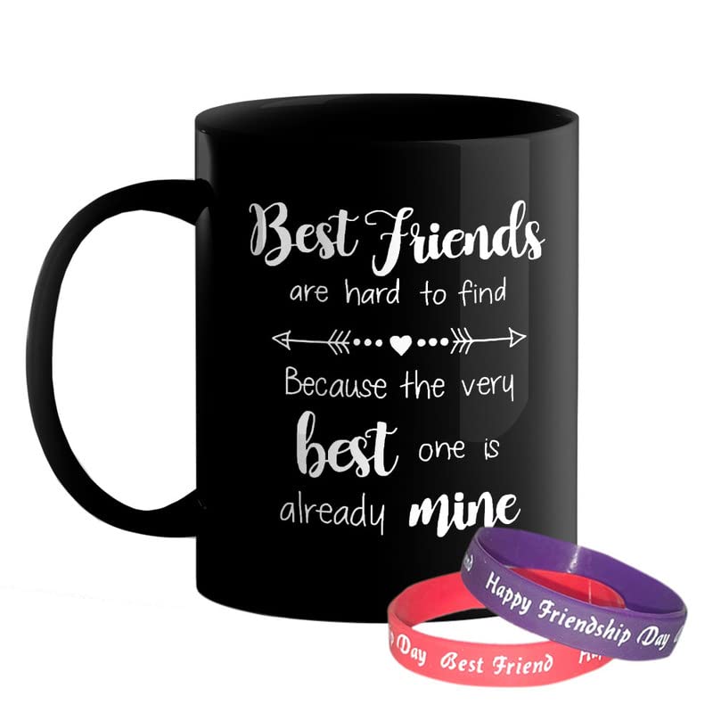 Happu Ceramic Happy Friendship Day Coffee Mug With 1 Friendship BandBest Friends Are Hard To FindFriendship Day Gifts For BoysGirlsGifts For Friendship Day For BoysGirls325 Ml11Oz5893Bp - Image 1