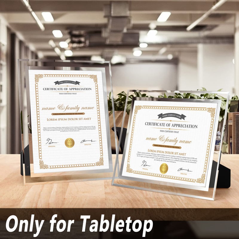 Hoikwo 8.5 by 11 Picture Frames, 10 Packs 8.5x11 Silver Glass Certificate Frames for 8.5 x 11 Document Diploma Award, Only for Tabletop Display Vertically or Horizontally - Image 3