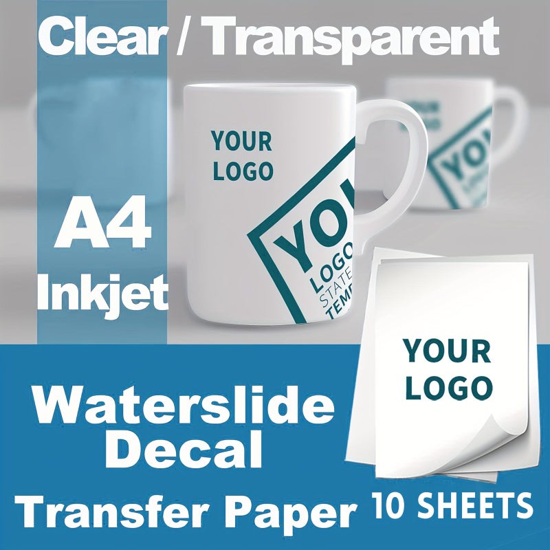10 Sheets A4 Clear Inkjet Water Slide Decal Paper Premium Printable Transfer for Mugs Glasses - Image 4