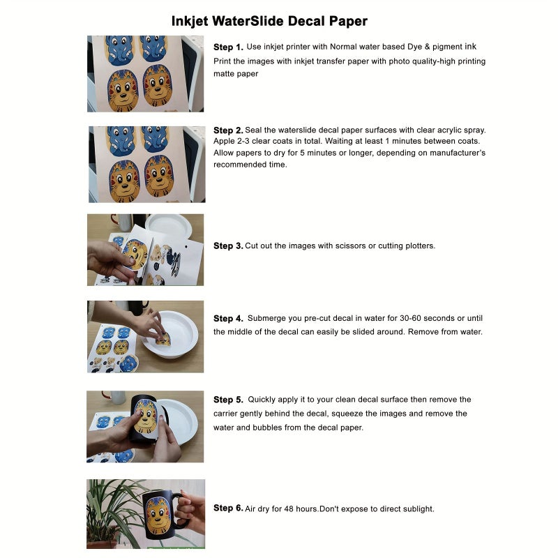 10 Sheets A4 Clear Inkjet Water Slide Decal Paper Premium Printable Transfer for Mugs Glasses - Image 5