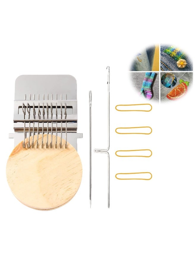 Generic Darning Loom Speedweve Weaving Tool Kit with 10 Hooks - Wooden Frame for Beginners to Quickly Mend Jeans, Repair Holes, and Create Beautiful DIY Weaving Arts on Clothes and Socks. - Image 1