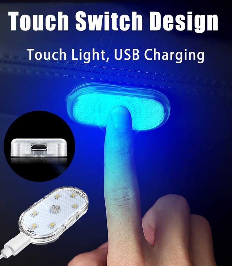 كلاراكو مصباح LED يعمل باللمس مع شحن USB، مصباح LED يعمل باللمس، مصابيح LED داخلية للسيارة، إضاءة السيارة، مصباح LED داخلي للسيارة، مصباح ليلي للسيارة (وردي-بنفسجي، قطعة واحدة) - Image 3
