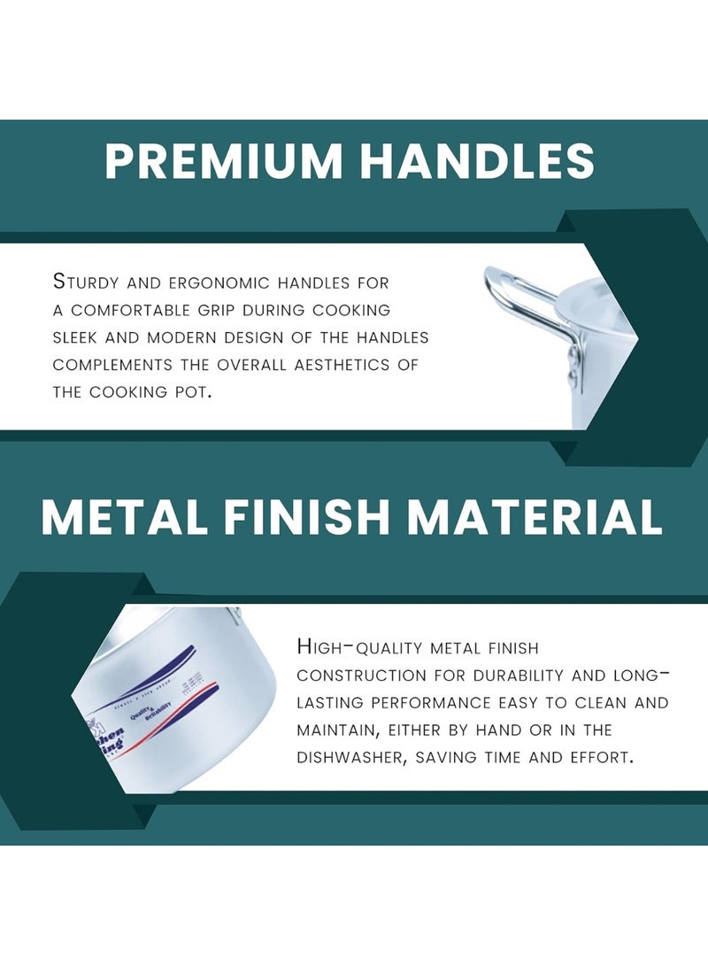 Kitchen King Glorious 10-Piece Cooking Pot Set (Sizes 26–36 cm), Premium Aluminum Casseroles, FDA-Approved, Durable Metal Finish, Efficient Heat Distribution, Sturdy Handles, Ideal for Everyday and Commercial Use - Image 5