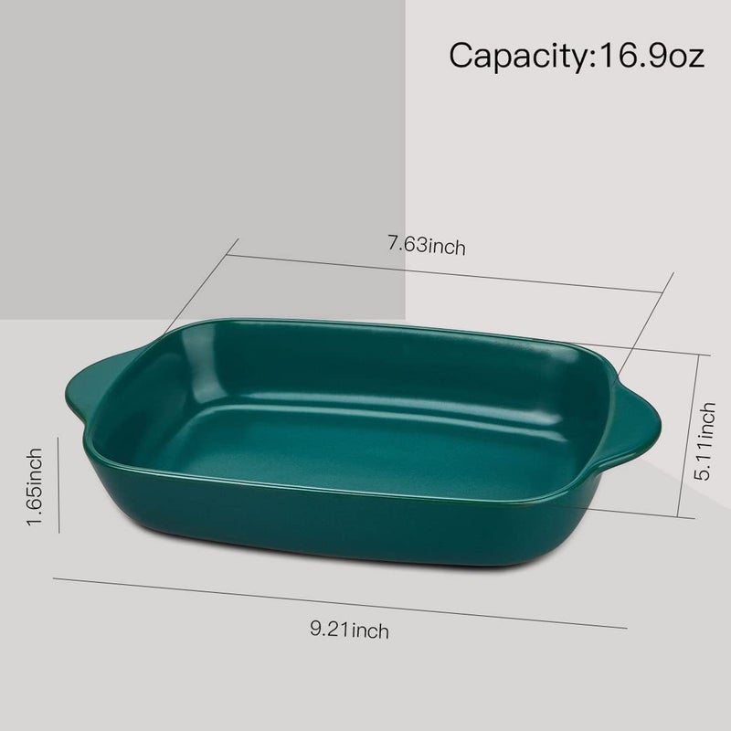 Trifecta Ceramics baking dish Matte-colored rectangular casserole dish with Handle for Oven Ceramic Baking Pan Lasagna Casserole Pan Individual Bakeware 9x5 inch (Green Pack - 2) - Image 5