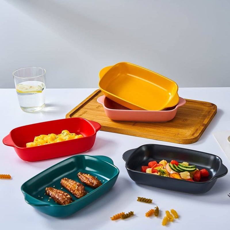 Trifecta Ceramics baking dish Matte-colored rectangular casserole dish with Handle for Oven Ceramic Baking Pan Lasagna Casserole Pan Individual Bakeware 9x5 inch (Green Pack - 2) - Image 4