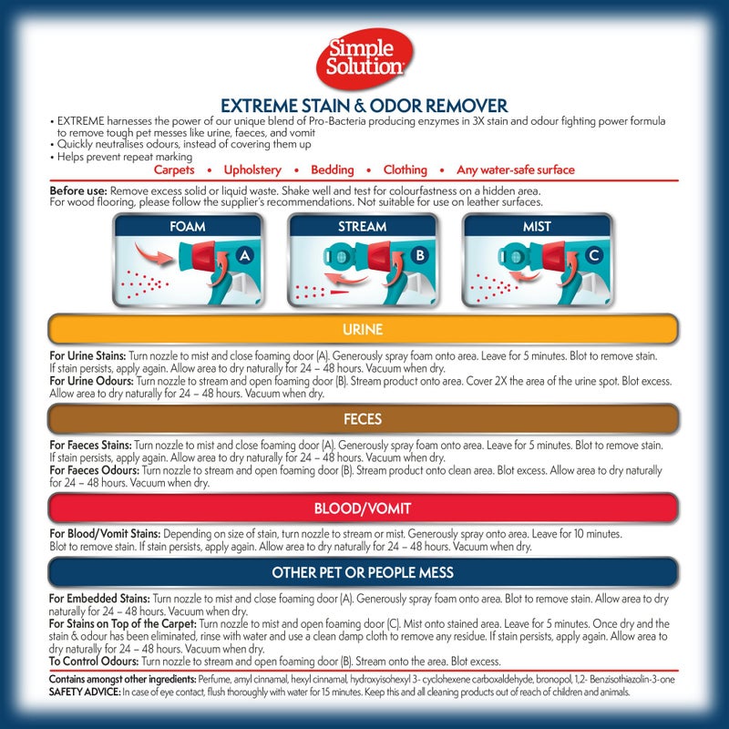 Simple Solution Extreme Dog Stain Odour Remover, 32 Oz, White - Image 2