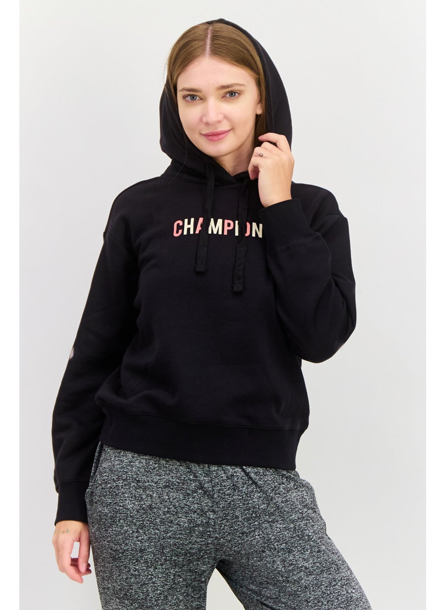 Champion Women Sportswear Fit Brand Logo Long Sleeves Outdoor Sweatshirt, Black  - Image 1