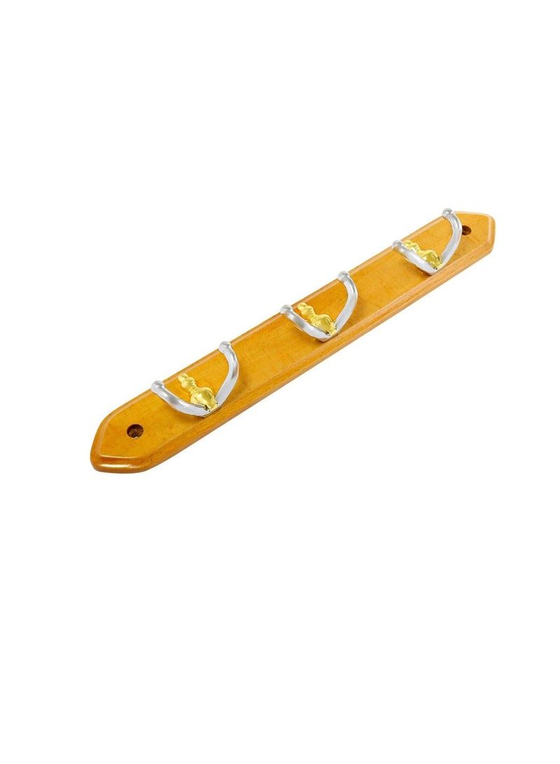 Wood And Metal Clothes Wall Hanger, Brown  - Image 2