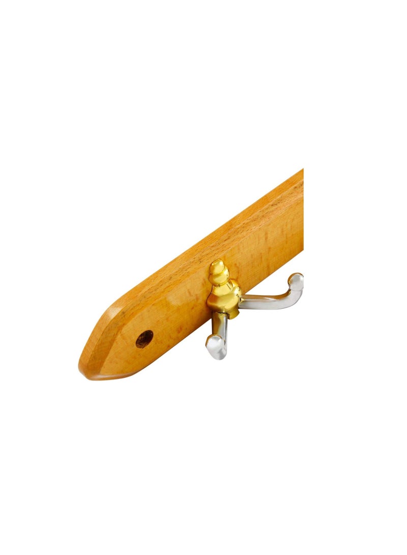 Wood And Metal Clothes Wall Hanger, Brown  - Image 3