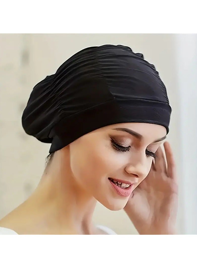 Goolsky Solid Color Swimming Cap, Stretchy Comfortable Swim Cap For Long Hair, Swimming Training Equipment For Men Women - Image 1